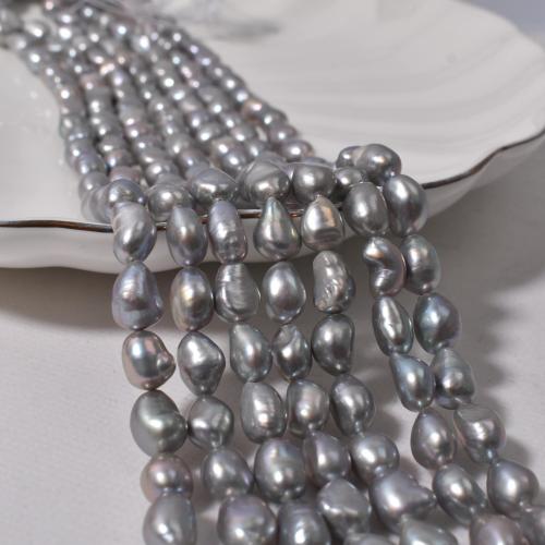 Perlas Cultivadas Renacidas de Agua Dulce, Perlas cultivadas de agua dulce, Barroco, Bricolaje, gris, 8-9mm, longitud:36 cm, Vendido por UD