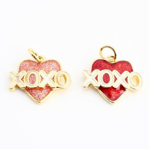 Messing Herz Anhänger, goldfarben plattiert, DIY & Emaille, keine, 14x16x2mm, verkauft von PC