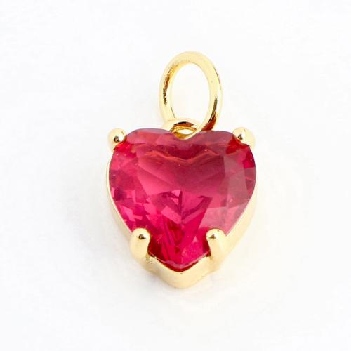 Pendentifs en laiton zircon cubique (CZ), coeur, DIY & pavé de micro zircon, Or, 10x8x5mm, Vendu par PC