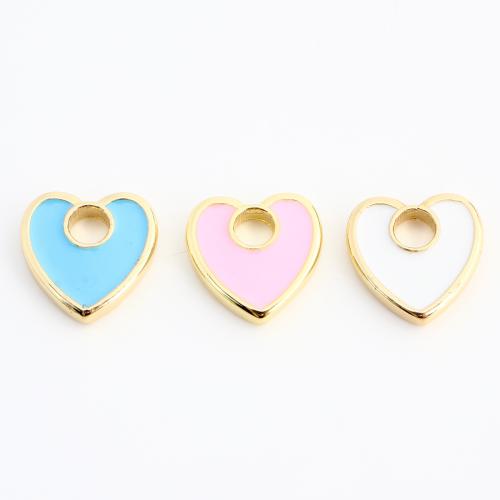Messing Herz Anhänger, goldfarben plattiert, DIY & Emaille, keine, 10x10x2mm, verkauft von PC