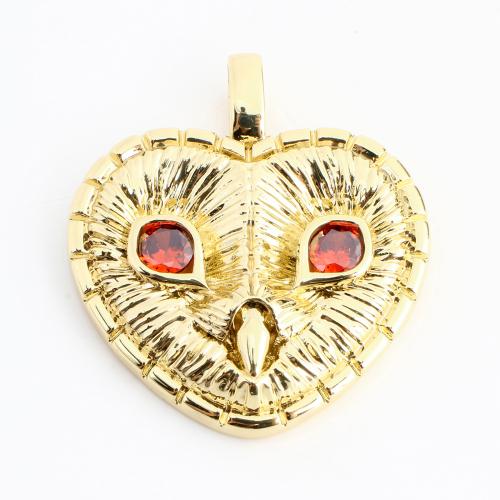 Cubic Zirconia Micro Pave Brass Pendant, Heart, DIY & micro pave cubic zirconia, golden, 34x30x6mm, Sold By PC