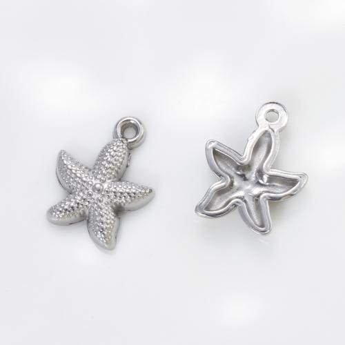 Stainless Steel Animal Pendants, 304 Stainless Steel, Starfish, silver color plated, DIY, silver color, 15x12x2.90mm, Sold By PC