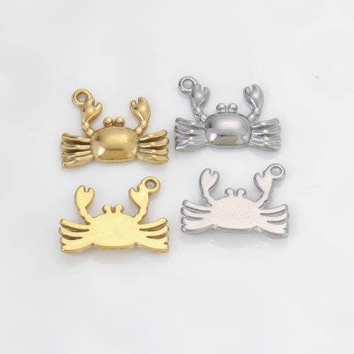 Stainless Steel Animal Pendants, 304 Stainless Steel, Crab, plated, DIY, more colors for choice, 14x18x2.70mm, Sold By PC