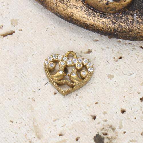 Strass Messing Anhänger, Herz, goldfarben plattiert, DIY & mit Strass & hohl, goldfarben, frei von Nickel, Blei & Kadmium, 11.60x12.30x2mm, verkauft von PC