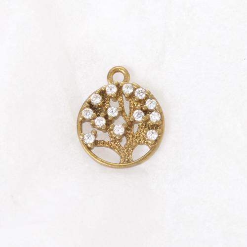 Strass Messing Anhänger, rund, goldfarben plattiert, DIY & mit Strass & hohl, goldfarben, frei von Nickel, Blei & Kadmium, 12.50x10.30x1.90mm, verkauft von PC