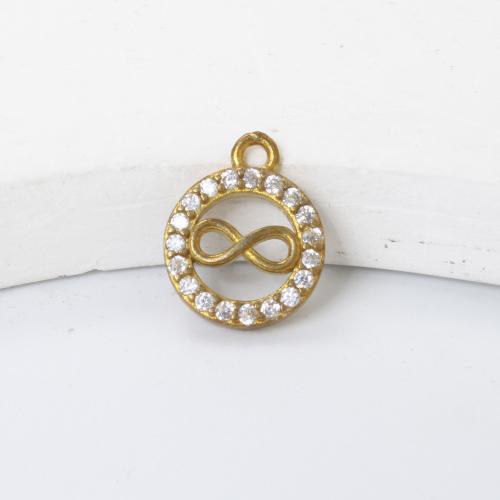 Strass Messing Anhänger, rund, goldfarben plattiert, DIY & mit Strass & hohl, goldfarben, frei von Nickel, Blei & Kadmium, 12.20x9.80x2mm, verkauft von PC