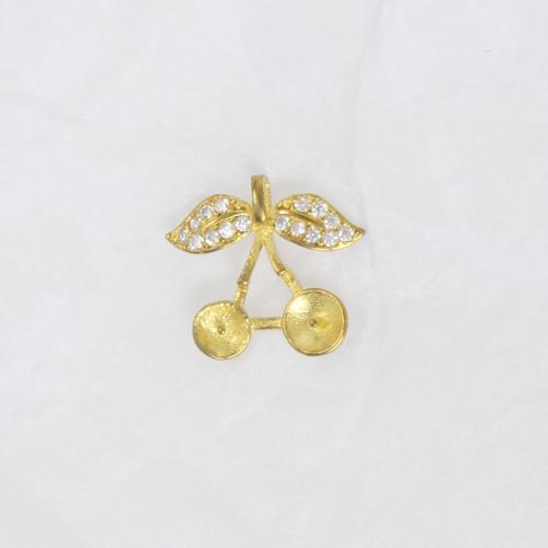 Bases para Colgantes de Metal, Cereza, chapado, Bricolaje & con diamantes de imitación, dorado, libre de níquel, plomo & cadmio, 14.50x16x2.40mm, Vendido por UD