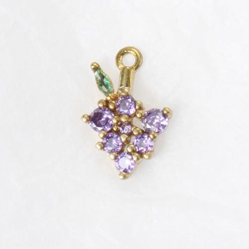 Strass Messing Anhänger, Traube, plattiert, DIY & mit Strass, goldfarben, frei von Nickel, Blei & Kadmium, 13.20x8.70x2.30mm, verkauft von PC
