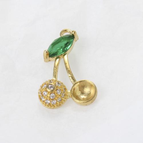 Bases para Colgantes de Metal, Cereza, chapado, Bricolaje & con diamantes de imitación, dorado, libre de níquel, plomo & cadmio, 20.60x13.20x4.50mm, Vendido por UD