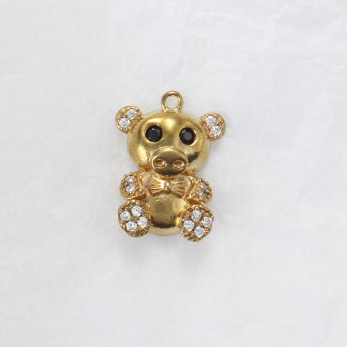 Strass Messing Anhänger, Schwein, plattiert, DIY & mit Strass, goldfarben, frei von Nickel, Blei & Kadmium, 19x14x4.80mm, verkauft von PC