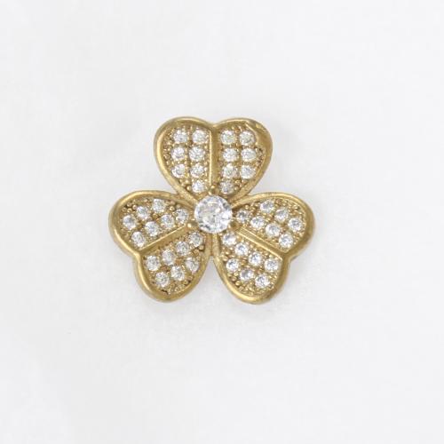 Strass Messing Anhänger, Blume, plattiert, DIY & mit Strass & Doppelloch, goldfarben, frei von Nickel, Blei & Kadmium, 15x15x5.50mm, verkauft von PC