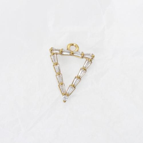 Strass Messing Anhänger, Dreieck, plattiert, DIY & mit Strass & hohl, goldfarben, frei von Nickel, Blei & Kadmium, 17.40x13x2.90mm, verkauft von PC