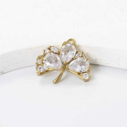 Strass Messing Anhänger, Ahornblatt, plattiert, DIY & mit Strass, goldfarben, frei von Nickel, Blei & Kadmium, 16.30x18.20x3.60mm, verkauft von PC