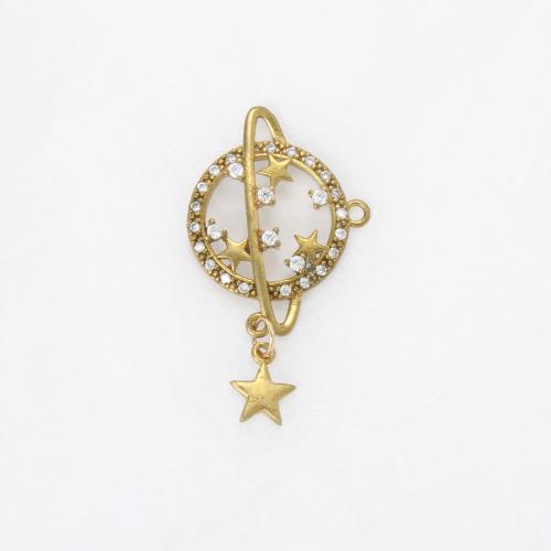 Strass Messing Anhänger, plattiert, DIY & mit Strass, goldfarben, frei von Nickel, Blei & Kadmium, 18x23x3.30mm, verkauft von PC