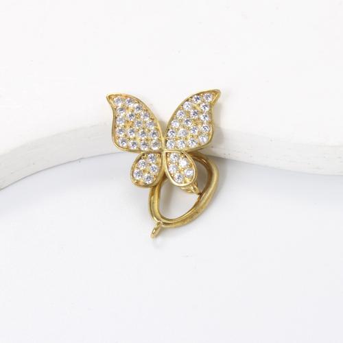 Strass Messing Anhänger, Schmetterling, plattiert, DIY & mit Strass, goldfarben, frei von Nickel, Blei & Kadmium, 16x17.60x1.70mm, verkauft von PC