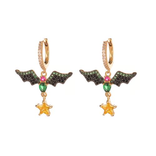 Cubic Zirconia Micro Pave Brass Earring, plated, different styles for choice & micro pave cubic zirconia & for woman & enamel, Sold By Pair