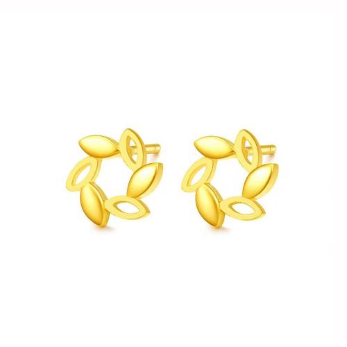 925 Sterling Silver Stud Earring, Leaf, for woman & hollow, more colors for choice, 9.60x9mm, Sold By Pair