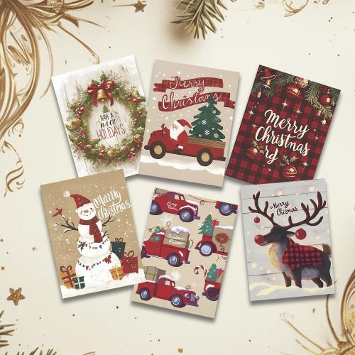 Papel Tarjeta de Navidad, Impresión, Diseño de Navidad & Bricolaje, más colores para la opción, 12PCs/Set, Vendido por Set