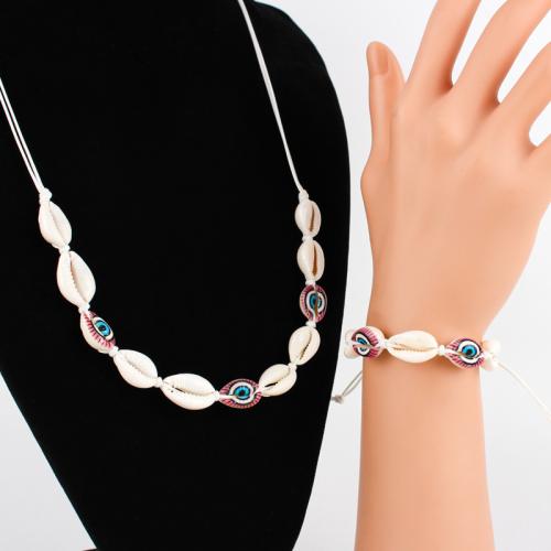 Sets de Nácar, pulsera & collar, Cordón de cera, con Nácar, chapado en color dorado, Joyería, más colores para la opción, Vendido por UD