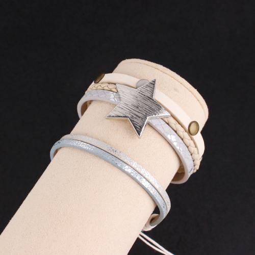 PU Schnur Armbänder, PU Leder, mit Eisen & Zinklegierung, goldfarben plattiert, Modeschmuck, keine, verkauft von PC