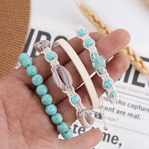 Acryl Armbänder, mit PU Leder & Wachsschnur, goldfarben plattiert, Modeschmuck, keine, verkauft von PC