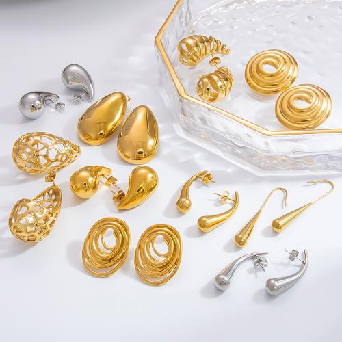 Stainless Steel Stud Earrings, 304 Stainless Steel, plated, fashion jewelry & different designs for choice, more colors for choice, Sold By Pair