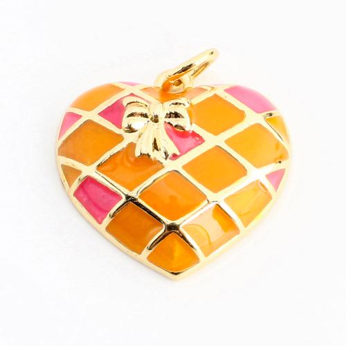 Brass Heart Pendants, DIY & enamel, golden, 17x18x4mm, Sold By PC