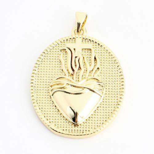 Brass Heart Pendants, DIY, golden, 34x26x4mm, Sold By PC