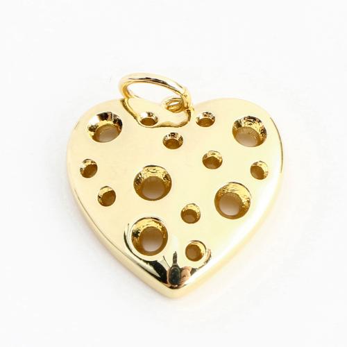 Brass Heart Pendants, DIY & hollow, golden, 15x15x2mm, Sold By PC