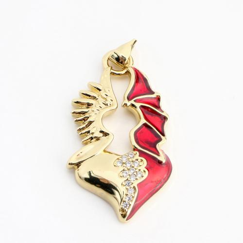 Befestigter Zirkonia Messing Anhänger, goldfarben plattiert, DIY & Micro pave Zirkonia & Emaille & hohl, 41x20x4mm, verkauft von PC