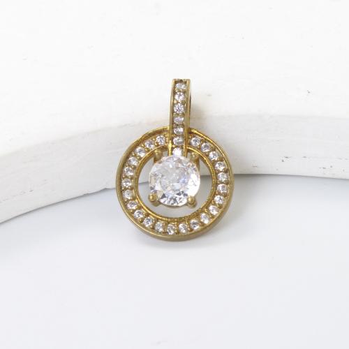Strass Messing Anhänger, Kreisring, plattiert, DIY & mit Strass & hohl, goldfarben, frei von Nickel, Blei & Kadmium, 16x11.60x4.40mm, verkauft von PC