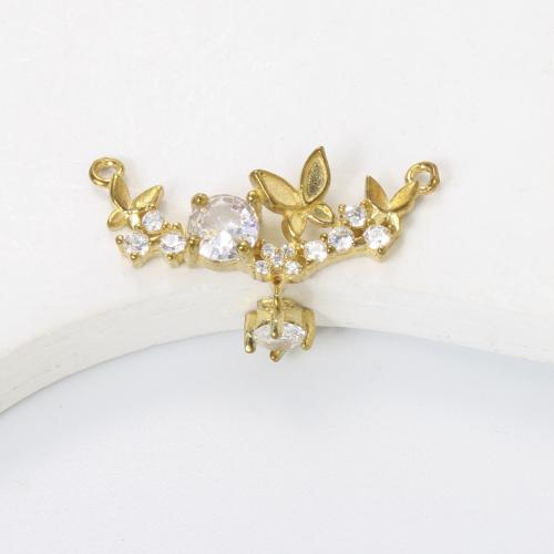 Brass Jewelry Connector, plated, DIY & with rhinestone, golden, nickel, lead & cadmium free, 20x26x4.20mm, Sold By PC
