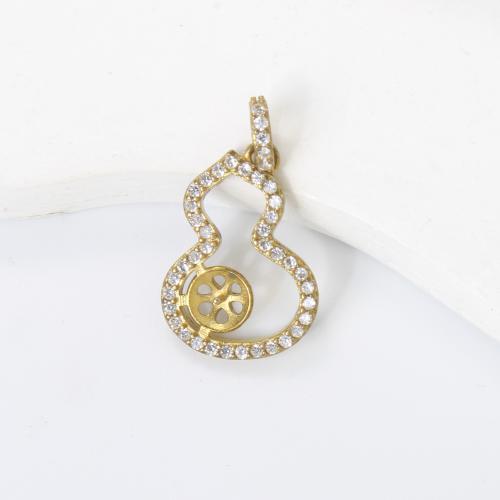Brass Pendant Findings, Calabash, plated, DIY & with rhinestone & hollow, golden, nickel, lead & cadmium free, 25x14.80x3.20mm, Sold By PC