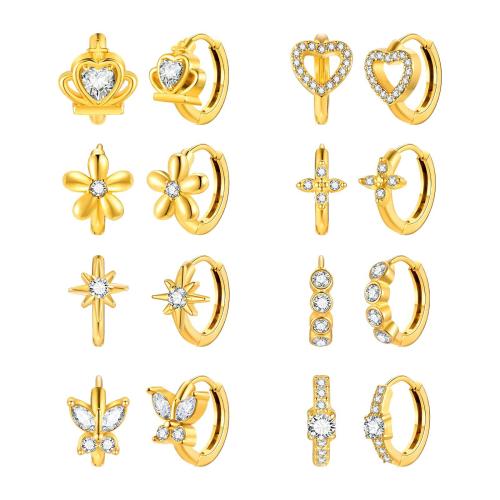 Stainless Steel Huggie Hoop Earring, 304 Stainless Steel, plated, fashion jewelry & different styles for choice & for woman, golden, Sold By Pair