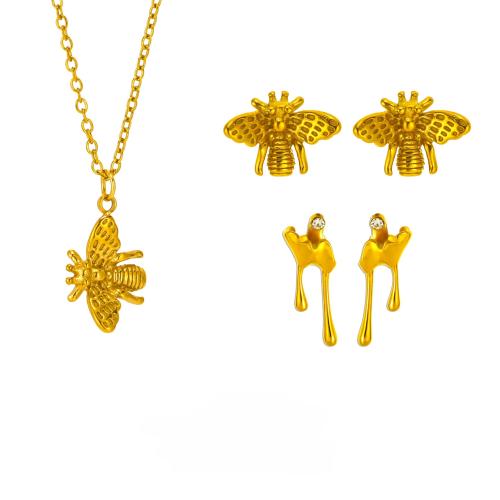 Rhinestone Stainless Steel Jewelry Set, 304 Stainless Steel, plated, different styles for choice & for woman & with rhinestone, Sold By PC