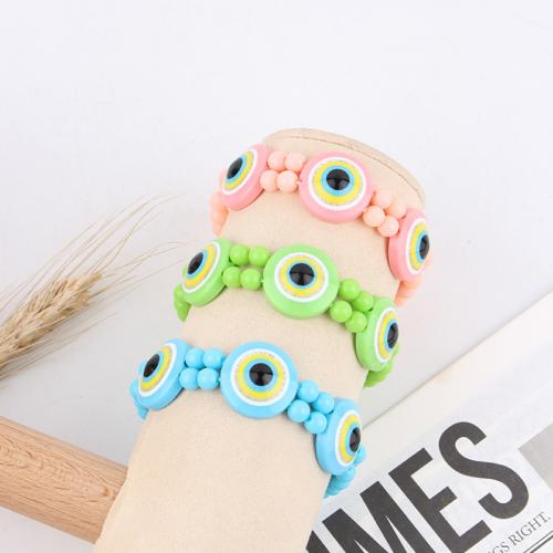 Evil Eye Jewelry Bracelet, Resin, with Acrylic, gold color plated, fashion jewelry, more colors for choice, 20mm, Length:18 cm, Sold By PC