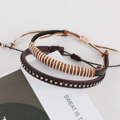 PU Schnur Armbänder, Wachsschnur, mit PU Leder, Modeschmuck & mehrschichtig, keine, verkauft von PC