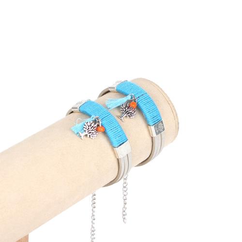 PU Schnur Armbänder, Zinklegierung, mit Baumwollfaden & PU Leder, Modeschmuck, keine, verkauft von PC