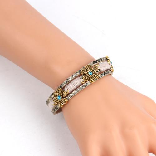 PU Schnur Armbänder, Zinklegierung, mit Baumwollfaden & PU Leder, Modeschmuck & mehrschichtig, keine, verkauft von PC