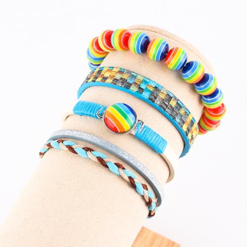 Acryl Armbänder, Zinklegierung, mit PU Leder & Harz & Acryl, goldfarben plattiert, Modeschmuck, keine, verkauft von PC