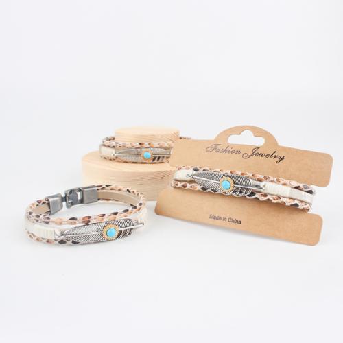 PU Schnur Armbänder, Zinklegierung, mit PU Leder, goldfarben plattiert, Modeschmuck, keine, verkauft von PC