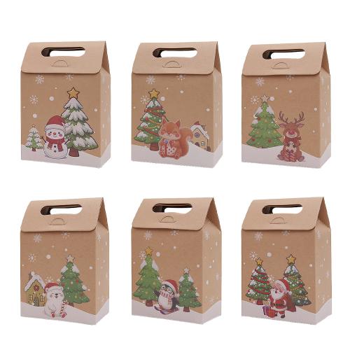 Kraft Christmas Gift Box, gold color plated, fashion jewelry, more colors for choice, 24PCs/Set, Sold By Set