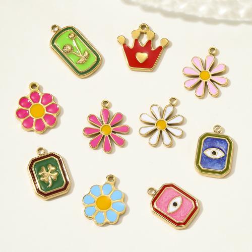 Stainless Steel Pendants, 304 Stainless Steel, gold color plated, DIY & enamel, more colors for choice, 3PCs/Bag, Sold By Bag