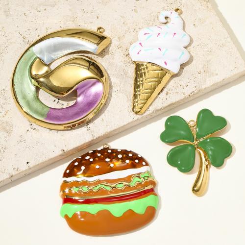 Stainless Steel Pendants, 304 Stainless Steel, gold color plated, DIY & enamel, more colors for choice, 3PCs/Bag, Sold By Bag