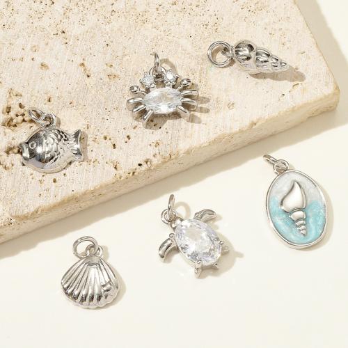 Cubic Zirconia Micro Pave 925 Sterling Silver Pendant, gold color plated, DIY & micro pave cubic zirconia & enamel, more colors for choice, 2PCs/Bag, Sold By Bag