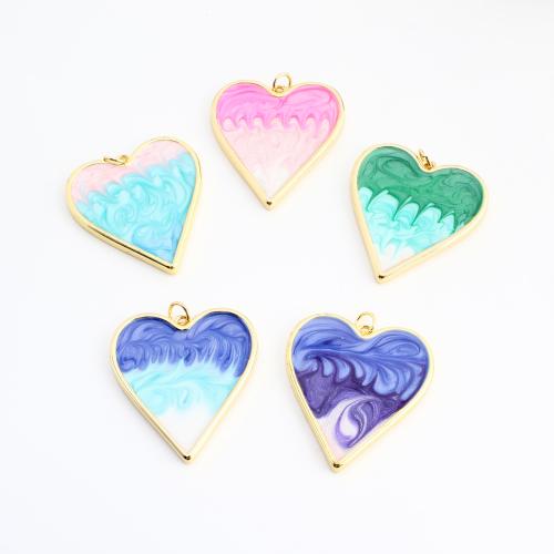 Brass Heart Pendants, gold color plated, DIY & enamel, more colors for choice, 32x29x3mm, Sold By PC