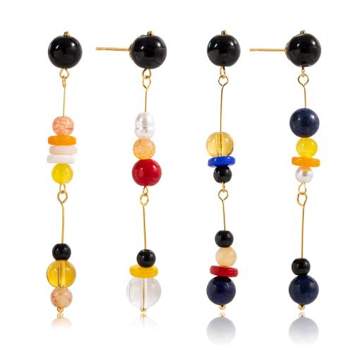 Pendientes de Acrílico, acero inoxidable 304, con Acrílico, Joyería & diferentes estilos para la opción & para mujer, dorado, Vendido por Par