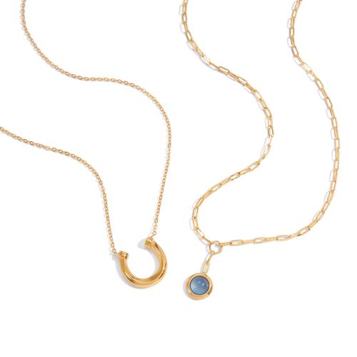 Stainless Steel Jewelry Necklace, 304 Stainless Steel, plated, fashion jewelry & different styles for choice & for woman, golden, Sold By PC