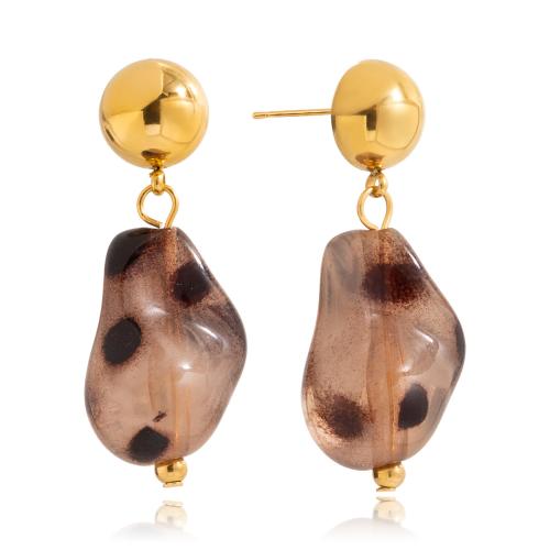Pendientes de Resina, acero inoxidable 304, con resina, chapado, Joyería & para mujer, dorado, Vendido por Par