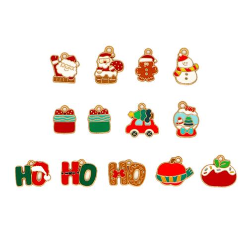 Zinklegierung Weihnachten Anhänger, Weihnachts-Design & DIY & verschiedene Stile für Wahl & Emaille, goldfarben, 10PCs/Tasche, verkauft von Tasche